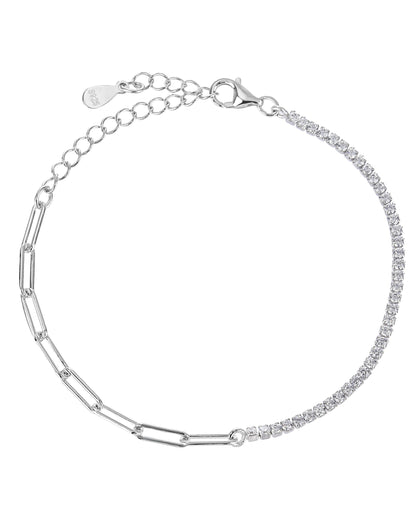 שרשרת דואט – חצי טניס חצי חוליות | כסף 925 - JUL Jewelry