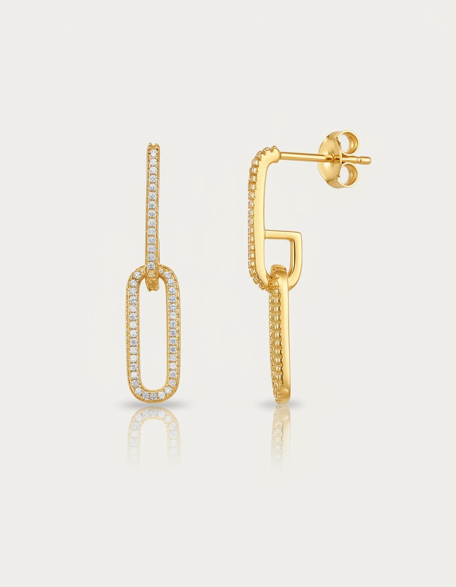 עגילים נתלים ציפוי זהב 14K - JUL Jewelry