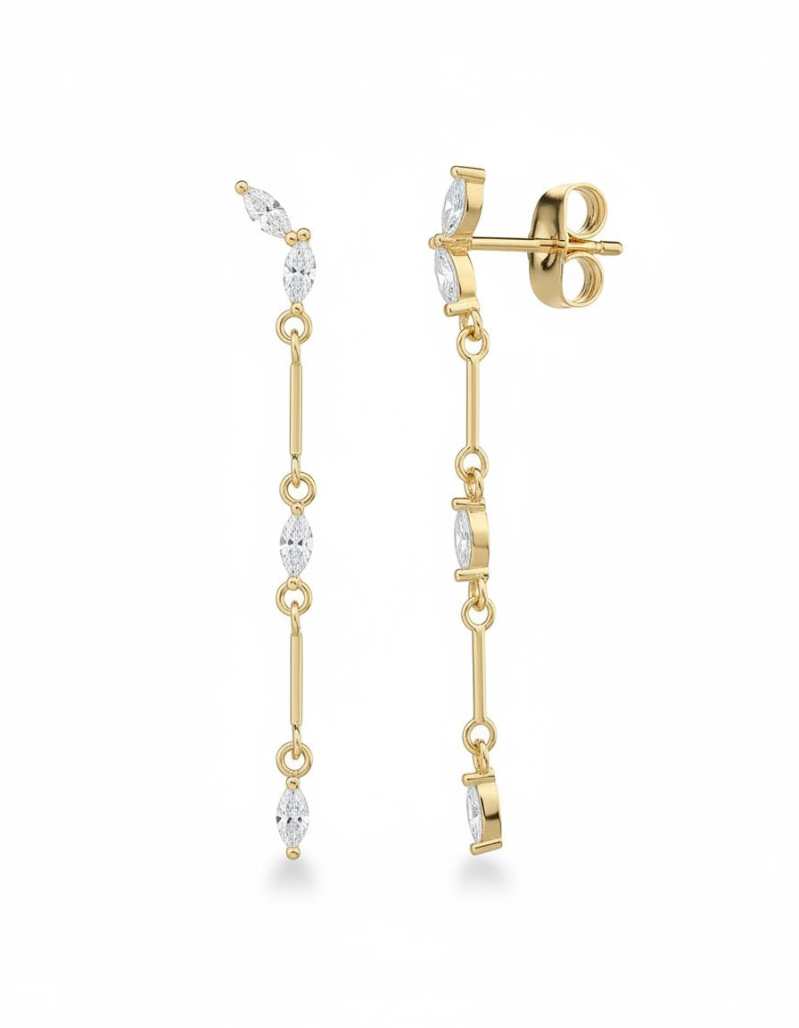 עגילים נתלים ציפוי זהב 14K - JUL Jewelry