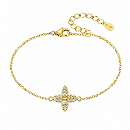 צמיד טליה – פרח משובץ | ציפוי זהב 14K - JUL Jewelry